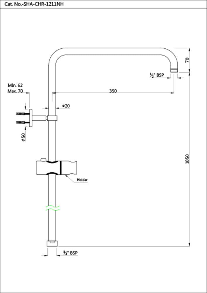 EXPOSED SHOWER PIPE WITH HAND SHOWER HOL - JAQUAR FAUCETS -  ( BLACK MATT - SHOWER ACC. - 0x0 mm - 0inchx0inch )