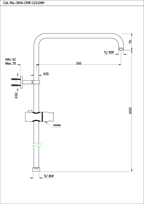 EXPOSED SHOWER PIPE WITH HAND SHOWER HOL - JAQUAR FAUCETS -  ( BLACK MATT - SHOWER ACC. - 0x0 mm - 0inchx0inch )