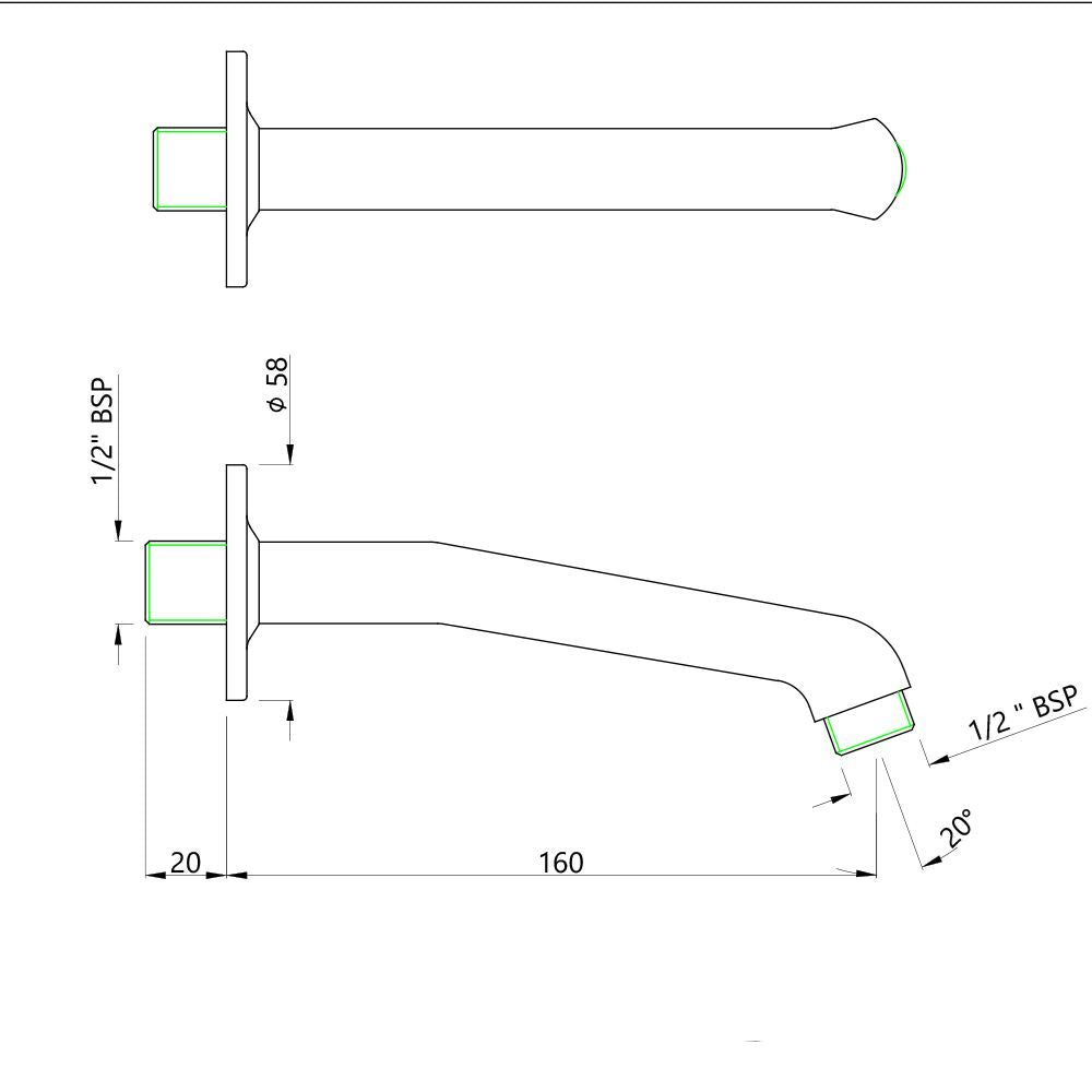 SHOWER ARM LT. BDY.W/FLANGE - JAQUAR FAUCETS -  ( CHROME - SHOWER ACC. - 0x15 mm - 0inchX0.5inch )
