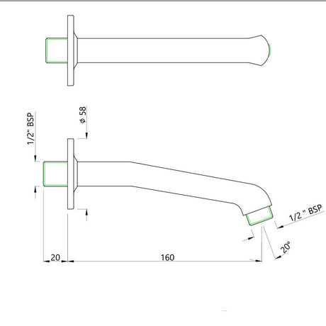 SHOWER ARM LT. BDY.W/FLANGE - JAQUAR FAUCETS -  ( CHROME - SHOWER ACC. - 0x15 mm - 0inchX0.5inch )