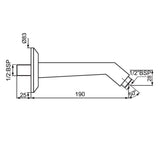 SHOWER ARM HVY. BDY.WITH FLANGE - JAQUAR FAUCETS -  ( CHROME - SHOWER ACC. - 0x15 mm - 0inchX0.5inch )