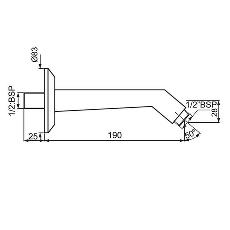 SHOWER ARM HVY. BDY.WITH FLANGE - JAQUAR FAUCETS -  ( CHROME - SHOWER ACC. - 0x15 mm - 0inchX0.5inch )