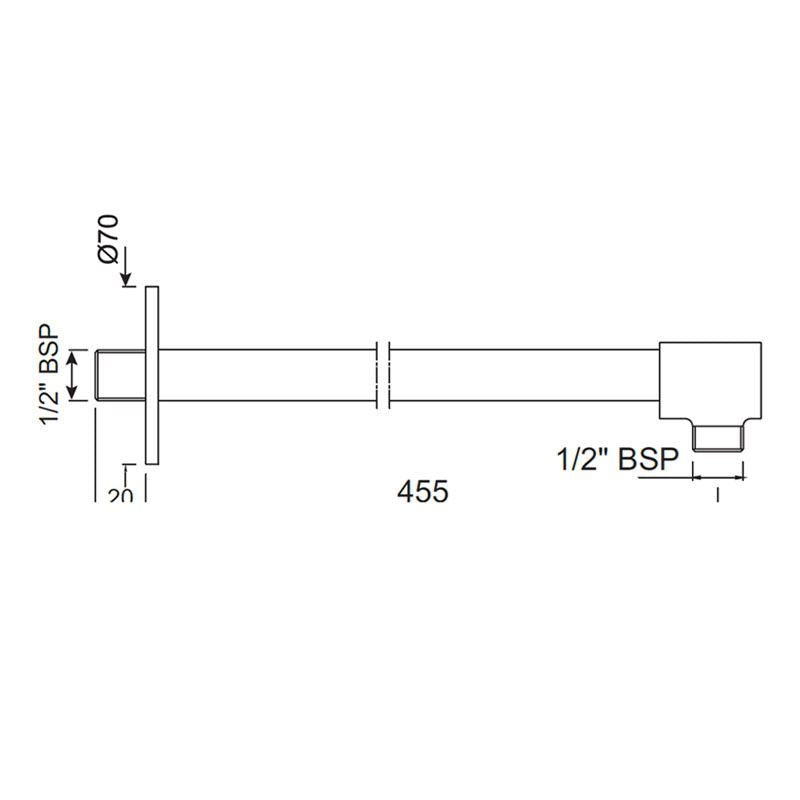 SHOWER ARM 450MM WITH FLANGE - JAQUAR FAUCETS -  ( ANTIQUE COPPER - SHOWER ACC. - 15x450 mm - 0.5inchX18inch )
