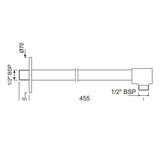 SHOWER ARM 450MM WITH FLANGE - JAQUAR FAUCETS -  ( ANTIQUE COPPER - SHOWER ACC. - 15x450 mm - 0.5inchX18inch )
