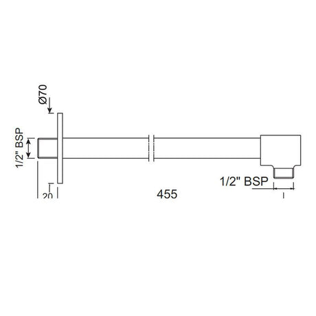 SHOWER ARM 450MM WITH FLANGE - JAQUAR FAUCETS -  ( ANTIQUE COPPER - SHOWER ACC. - 15x450 mm - 0.5inchX18inch )