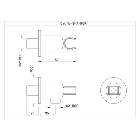WALL OUTLET WITH SHOWER HOOK ROUND - JAQUAR FAUCETS -  ( CHROME - SHOWER ACC. - 0x15 mm - 0inchX0.5inch )