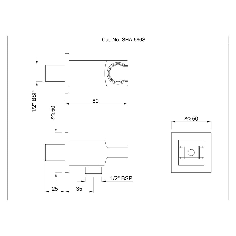 WALL OUTLET WITH SHOWER HOOK SQUARE - JAQUAR FAUCETS -  ( ANTIQUE BRONZE - SHOWER ACC. - 0x15 mm - 0inchX0.6inch )