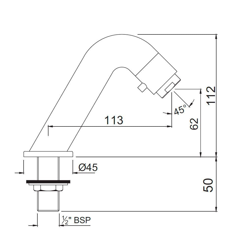 PILLAR COCK SPOUT OPERATED - JAQUAR FAUCETS -  ( CHROME - SPOUT OP.TAP - 0x15 mm - 0inchX0.5inch )