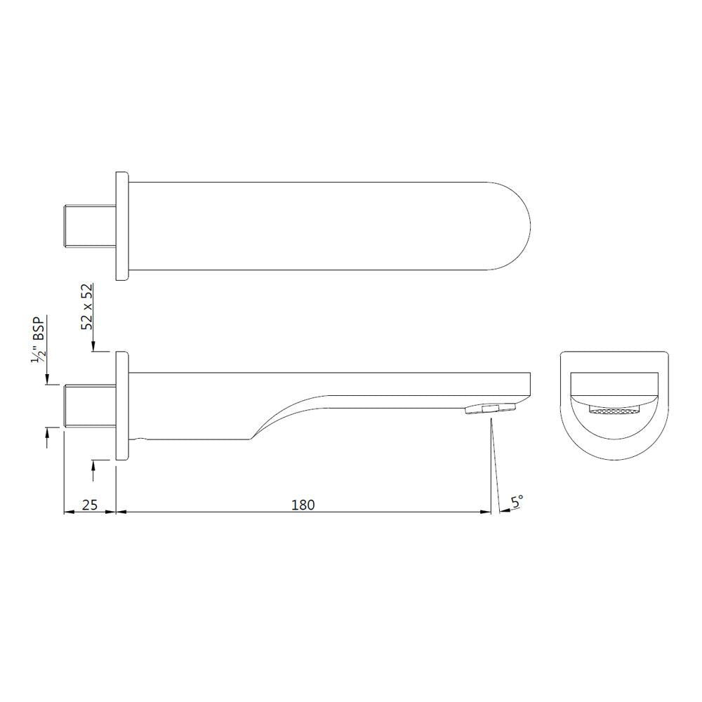 BATH TUB SPOUT - JAQUAR FAUCETS -  ( CHROME - SPOUT - 0x15 mm - 0inchX0.5inch )