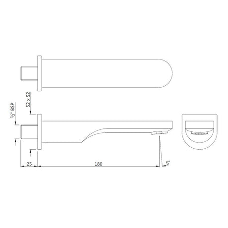 BATH TUB SPOUT - JAQUAR FAUCETS -  ( CHROME - SPOUT - 0x15 mm - 0inchX0.5inch )