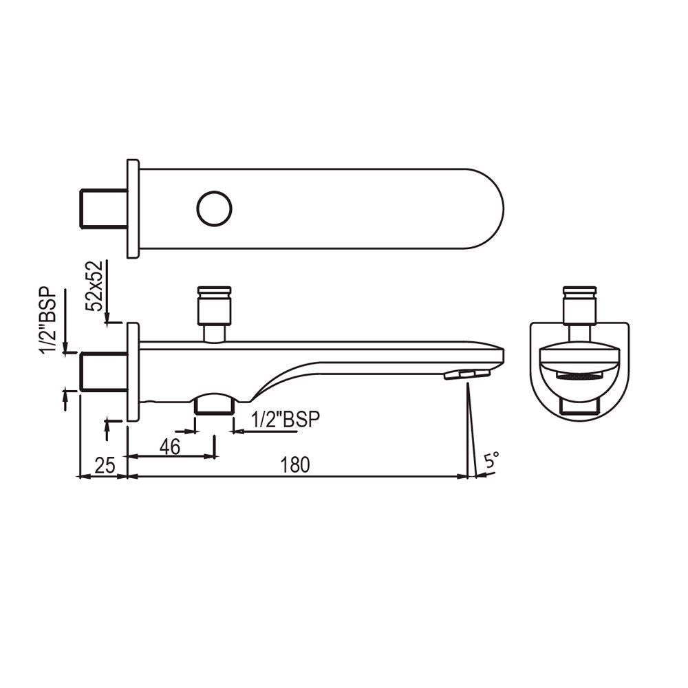 BUTTON SPOUT - JAQUAR FAUCETS -  ( CHROME - SPOUT - 0x15 mm - 0inchX0.5inch )
