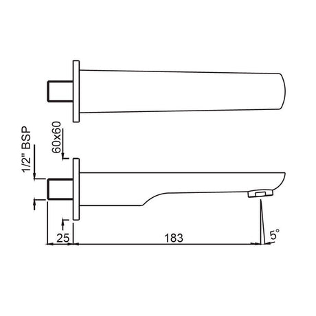 PLAIN SPOUT W/WALL FLANGE - JAQUAR FAUCETS -  ( CHROME - SPOUT - 0x15 mm - 0inchX0.5inch )
