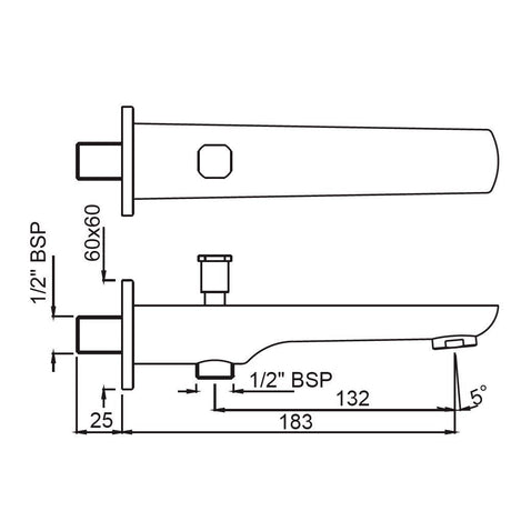 BUTTON SPOUT - JAQUAR FAUCETS -  ( CHROME - SPOUT - 0x15 mm - 0inchX0.5inch )