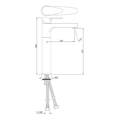 S.L. B/MIXER 150MM EXTD BRAIDED PIPES - JAQUAR FAUCETS -  ( GOLD DUST - VIGNETTE PRIME - 0x15 mm - 0inchX0.5inch )