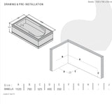 BATH TUB GP ACRYLIC(HT-388MM) - OYSTER -  ( WHITE - BENELLA - 1525x750 mm - 61inchX30inch )
